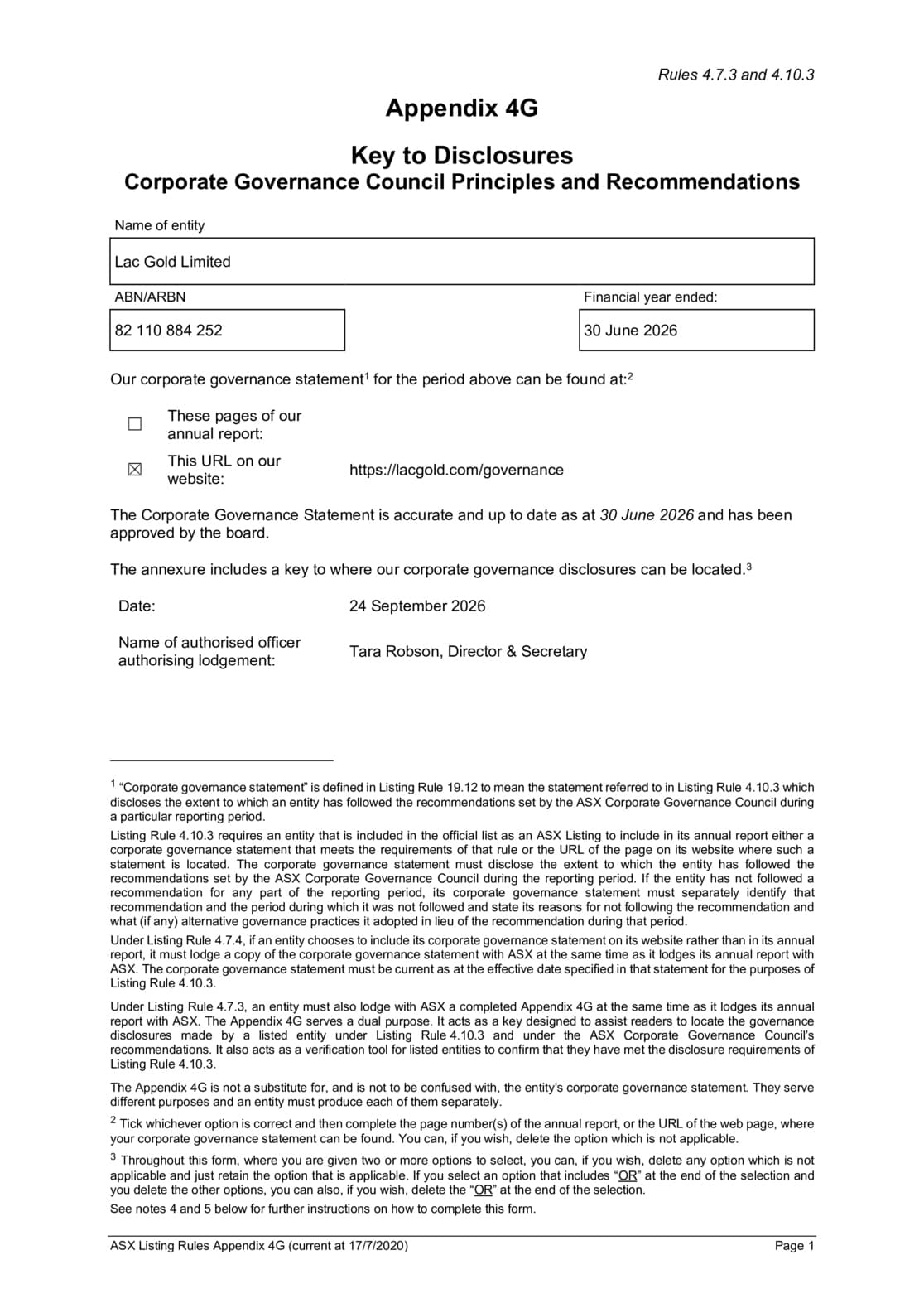 Appendix 4G